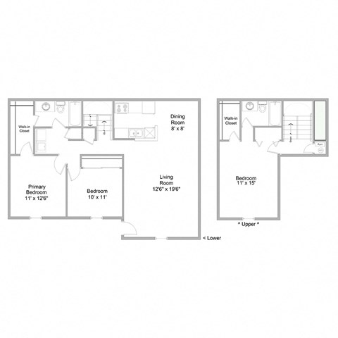 Floor plan for 3 beds, 2 baths, 1324 sqft