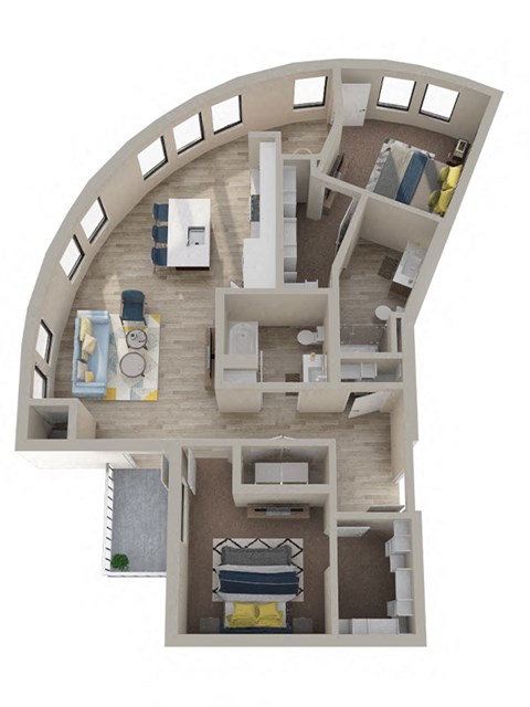 Floor plan for 2 beds, 2 baths, 1191 sqft