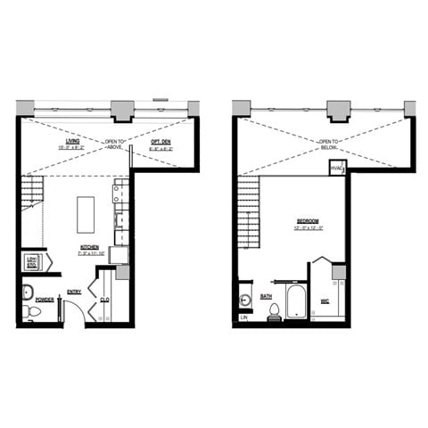 Floor plan for 1 bed, 1 bath, 650 sqft
