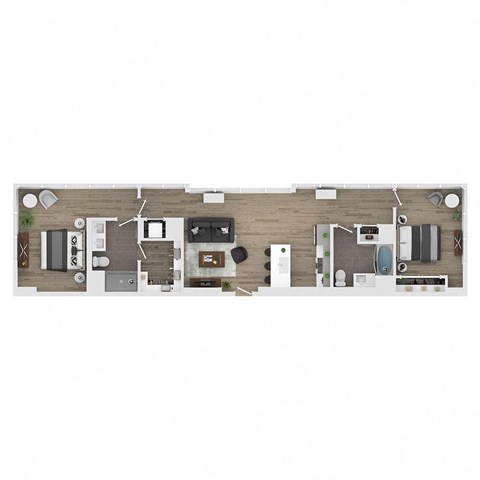 Floor plan for 2 beds, 2 baths, 1225 sqft
