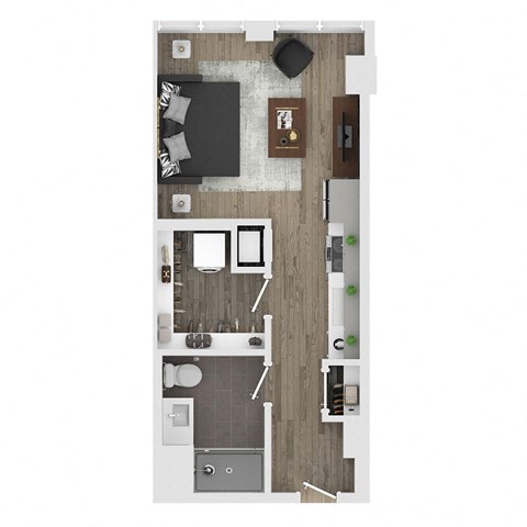 Floor plan for studio, 1 bath, 460 sqft