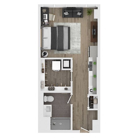 Floor plan for studio, 1 bath, 465 sqft