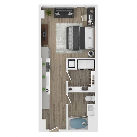 Floor plan for studio, 1 bath, 465 sqft