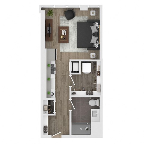 Floor plan for studio, 1 bath, 470 sqft