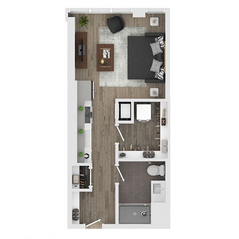 Floor plan for studio, 1 bath, 470 sqft