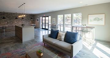 West Des Moines apartment for rent - a living room with a couch and a kitchen
