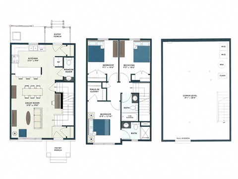 Floor plan for 3 beds, 2.5 baths, 1800 sqft