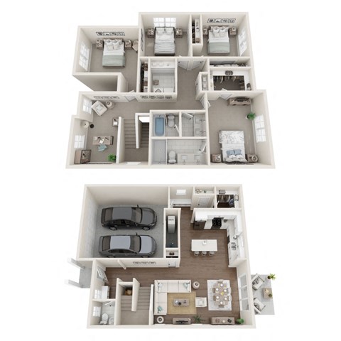 Floor plan for 4 beds, 2.5 baths, 2259 sqft