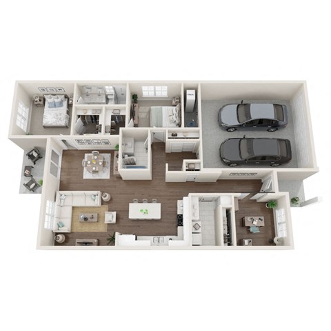 Floor plan for 2 beds, 2 baths, 1453 sqft