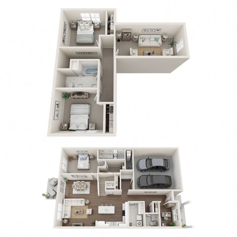 Floor plan for 3 beds, 2.5 baths, 2159 sqft