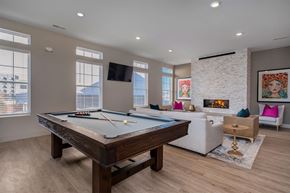 Columbus apartment for rent - A pool table is in the middle of a room with a couch and a TV.