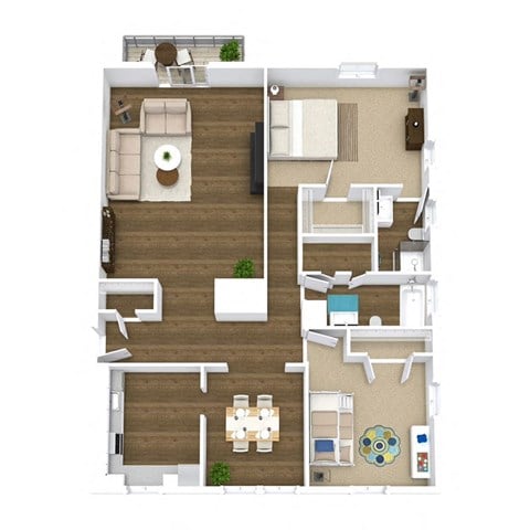 Floor plan for 2 beds, 2 baths, 1100 sqft