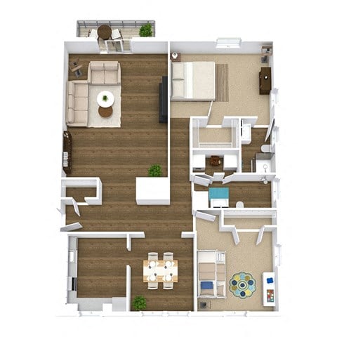 Floor plan for 2 beds, 2 baths, 1100 sqft