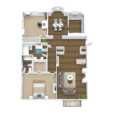 Floor plan for 2 beds, 2 baths, 1185 sqft