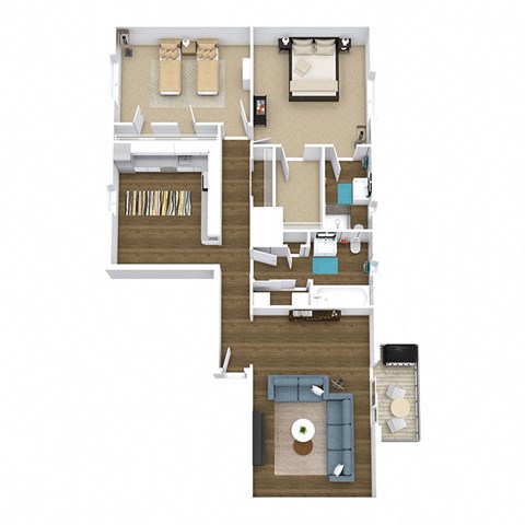Floor plan for 2 beds, 2 baths, 1215 sqft