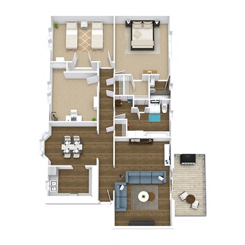 Floor plan for 3 beds, 2 baths, 1435 sqft