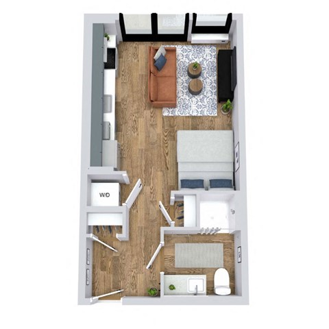 Floor plan for studio, 394 sqft