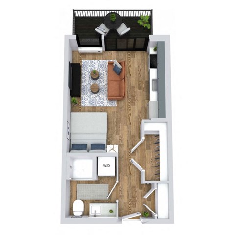 Floor plan for studio, 1 bath, 410 sqft