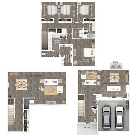 Floor plan for 4 beds, 2.5 baths, 2914 sqft