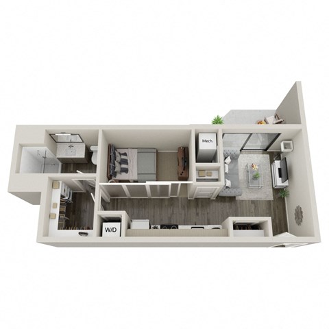 Floor plan for studio, 1 bath, 549 sqft