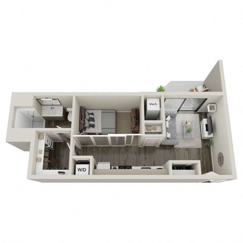Floor plan for studio, 1 bath, 591 sqft