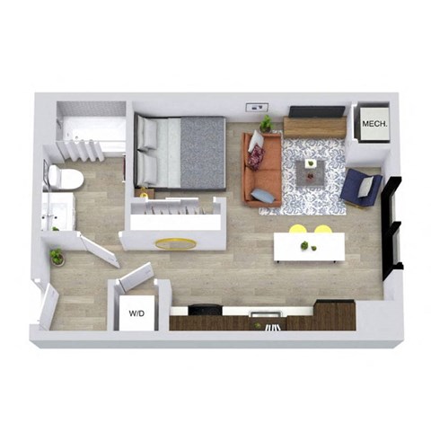 Floor plan for studio, 1 bath, 465 sqft
