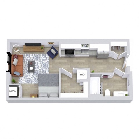 Floor plan for studio, 1 bath, 466 sqft