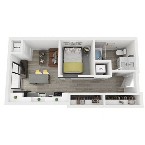 Floor plan for studio, 1 bath, 506 sqft