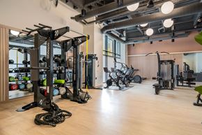 Pittsburgh apartment for rent - a workout room with weights and other gym equipment