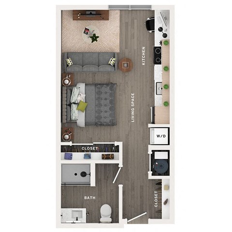 Floor plan for studio, 1 bath, 522 sqft