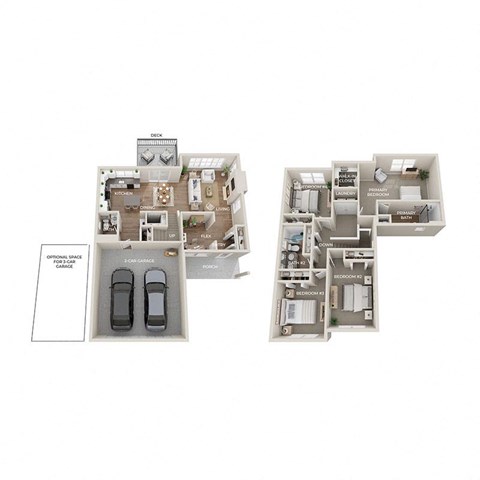 Floor plan for 4 beds, 2.5 baths, 2014 sqft
