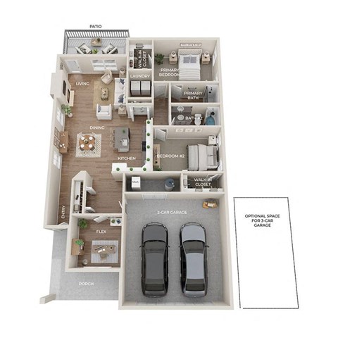 Floor plan for 2 beds, 2 baths, 1512 sqft