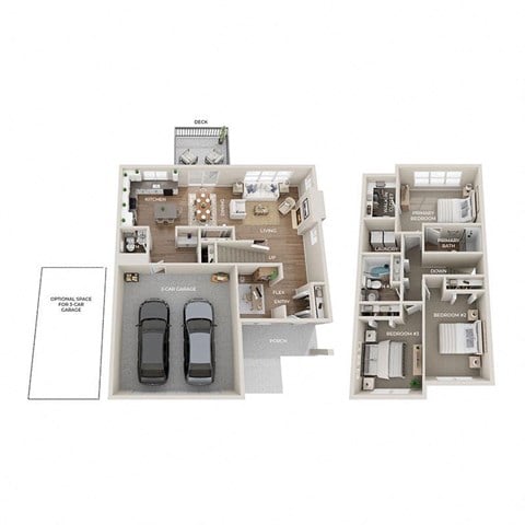 Floor plan for 3 beds, 2.5 baths, 1754 sqft