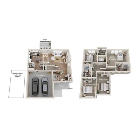 Floor plan for 4 beds, 2.5 baths, 2037 sqft