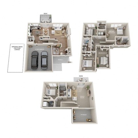 Floor plan for 5 beds, 3.5 baths, 2681 sqft