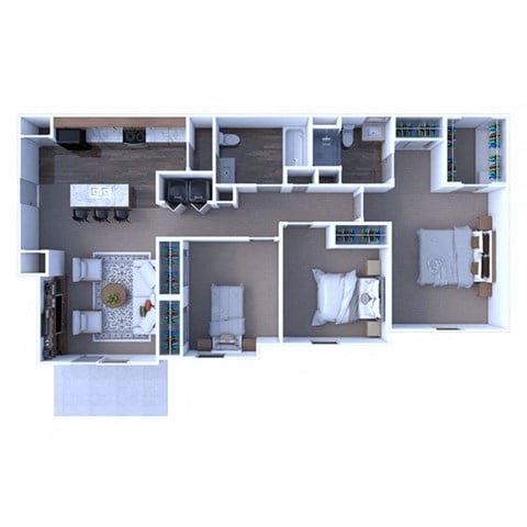 Floor plan for 3 beds, 2 baths, 1248 sqft