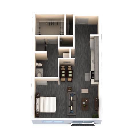 Floor plan for studio, 1 bath, 489 sqft