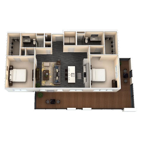 Floor plan for 2 beds, 2 baths, 1201 sqft