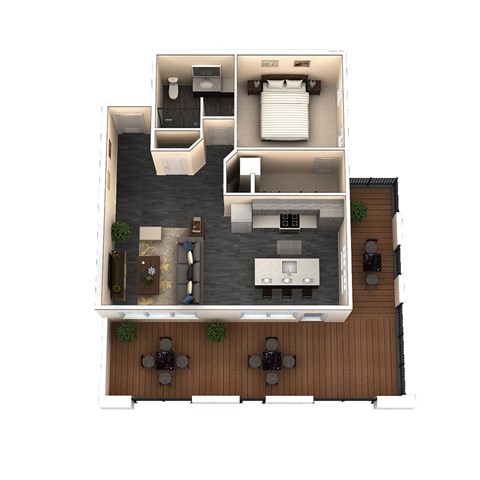 Floor plan for 1 bed, 1 bath, 784 sqft
