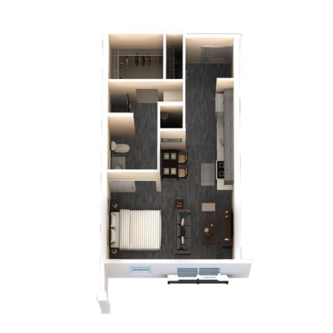 Floor plan for studio, 1 bath, 454 sqft