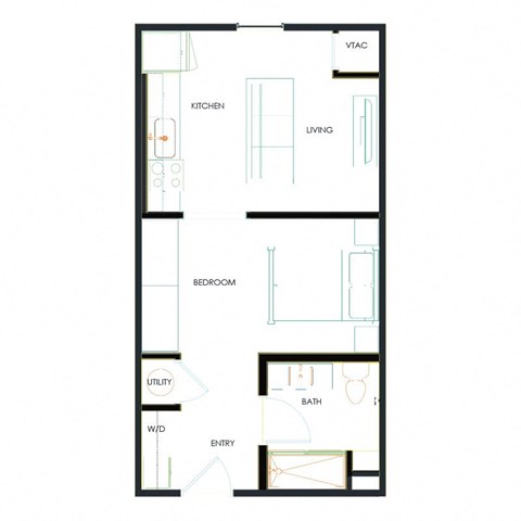 Floor plan for studio, 1 bath, 441 sqft