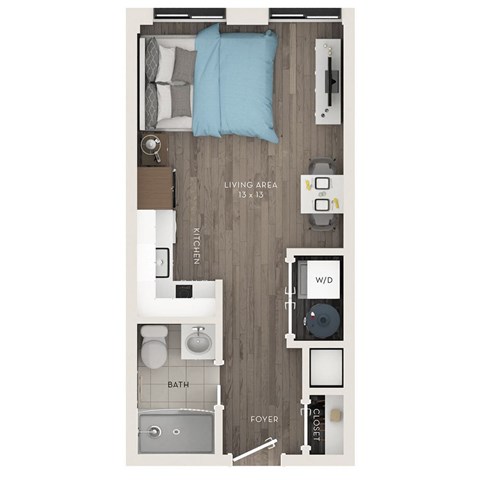 Floor plan for studio, 1 bath, 471 sqft
