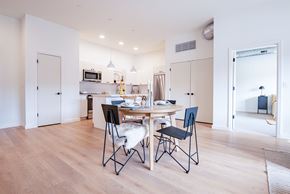 Pittsburgh apartment for rent - A dining room with a table and chairs.