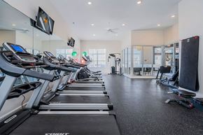 Lockbourne apartment for rent - A gym with treadmills and a television on the wall.