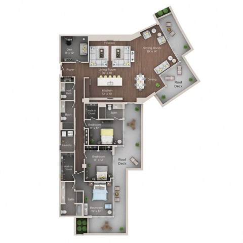 Floor plan for 3 beds, 4 baths, 2646 sqft