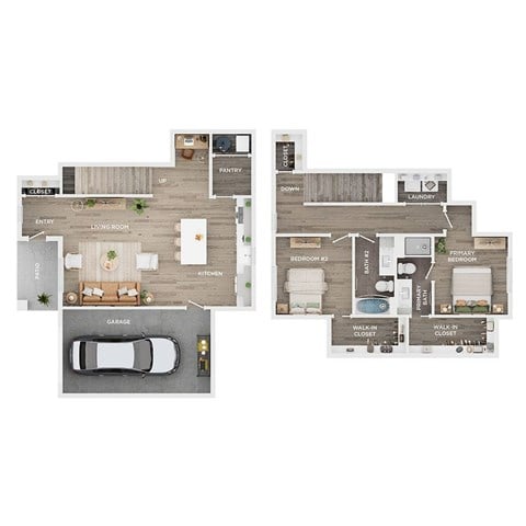 Floor plan for 2 beds, 2 baths, 1437 sqft