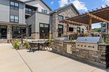 Outdoor dining with grilling stations
