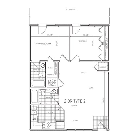 Floor plan for 2 beds, 2 baths, 900 sqft