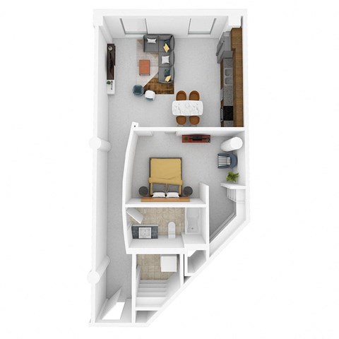 Floor plan for 1 bed, 1 bath, 831 sqft