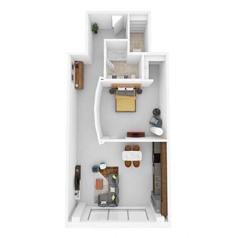 Floor plan for 1 bed, 1 bath, 1002 sqft